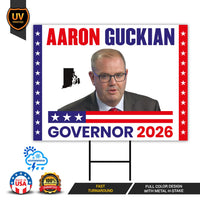 Aaron Guckian For Rhode Island Governor 2026 Yard Sign, Corrugated Governor Elections Race Red White & Blue Yard Sign with Metal H-Stake