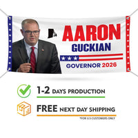 Aaron Guckian For Rhode Island U.S. Governor Banner Sign, 13 oz Waterproof US Governor Election 2026 Vinyl Banner With Metal Grommets