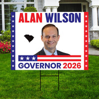 Alan Wilson For South Carolina Governor 2026 Yard Sign, Corrugated Governor Elections Race Red White & Blue Yard Sign with Metal H-Stake