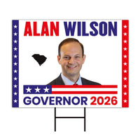 Alan Wilson For South Carolina Governor 2026 Yard Sign, Corrugated Governor Elections Race Red White & Blue Yard Sign with Metal H-Stake