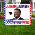 Jermaine Johnson For South Carolina Governor 2026 Yard Sign, Corrugated Governor Elections Race Red White Blue Yard Sign with Metal H-Stake