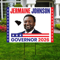 Jermaine Johnson For South Carolina Governor 2026 Yard Sign, Corrugated Governor Elections Race Red White Blue Yard Sign with Metal H-Stake