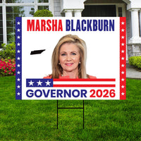 Marsha Blackburn For Tennessee Governor 2026 Yard Sign, Corrugated Governor Elections Race Red White & Blue Yard Sign with Metal H-Stake
