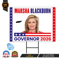 Marsha Blackburn For Tennessee Governor 2026 Yard Sign, Corrugated Governor Elections Race Red White & Blue Yard Sign with Metal H-Stake