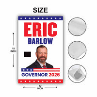 Eric Barlow For Wyoming Governor 2026 Garden Flag, Double Sided, 2026 Governor Flag, Republican, Elections Flag, Race Red White & Blue Flag