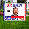 Eric Barlow For Wyoming Governor 2026 Yard Sign, Corrugated Plastic Governor Elections Race Red White & Blue Yard Sign with Metal H-Stake