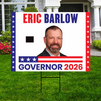 Eric Barlow For Wyoming Governor 2026 Yard Sign, Corrugated Plastic Governor Elections Race Red White & Blue Yard Sign with Metal H-Stake