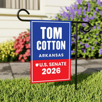 Tom Cotton For Arkansas Senate 2026 Garden Flag, Double Sided, 2026 Senate Flag, Elections Flag, Race Red White & Blue Flag