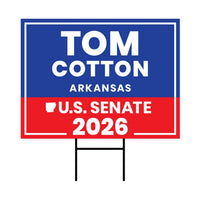 Tom Cotton For Arkansas Senate 2026 Yard Sign, Corrugated Plastic Senate Elections Race Red White & Blue Yard Sign with Metal H-Stake