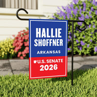 Hallie Shoffner For Arkansas Senate 2026 Garden Flag, Double Sided, 2026 Senate Flag, Elections Flag, Race Red White & Blue Flag