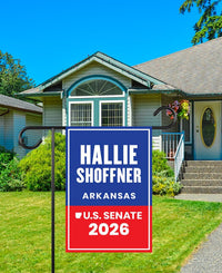 Hallie Shoffner For Arkansas Senate 2026 Garden Flag, Double Sided, 2026 Senate Flag, Elections Flag, Race Red White & Blue Flag