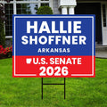 Hallie Shoffner For Arkansas Senate 2026 Yard Sign, Corrugated Plastic Senate Elections Race Red White & Blue Yard Sign with Metal H-Stake