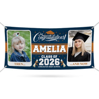 Personalized Graduation Banner 2026, Then and Now Photo Banner, Custom Name School Banner, Class of 2026 Party Decoration Outdoor
