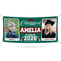 Personalized Graduation Banner 2026, Then and Now Photo Banner, Custom Name School Banner, Class of 2026 Party Decoration Outdoor