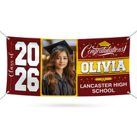 Personalized Graduation Banner 2026, Custom Photo Name School Vinyl Banner, Class of 2026 Graduation Banner, Outdoor Party Decoration Sign