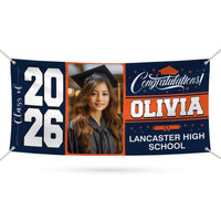 Personalized Graduation Banner 2026, Custom Photo Name School Vinyl Banner, Class of 2026 Graduation Banner, Outdoor Party Decoration Sign