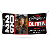 Personalized Graduation Banner 2026, Custom Photo Name School Vinyl Banner, Class of 2026 Graduation Banner, Outdoor Party Decoration Sign