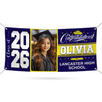 Personalized Graduation Banner 2026, Custom Photo Name School Vinyl Banner, Class of 2026 Graduation Banner, Outdoor Party Decoration Sign