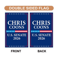Chris Coons For Delaware Senate 2026 Garden Flag, Double Sided, 2026 Senate Flag, Elections Flag, Anti-Trump Sign, Race Red White Blue Flag