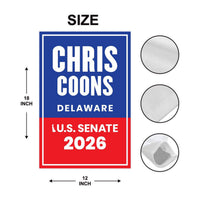 Chris Coons For Delaware Senate 2026 Garden Flag, Double Sided, 2026 Senate Flag, Elections Flag, Anti-Trump Sign, Race Red White Blue Flag