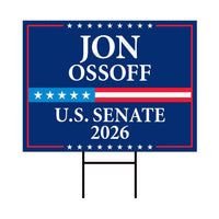 Jon Ossoff For Georgia Senate 2026 Yard Sign, Corrugated Plastic Senate Elections, Race Red White & Blue Yard Sign with Metal H-Stake