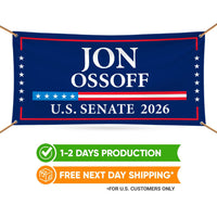 Jon Ossoff For Georgia U.S. Senate Banner Sign, 13 oz Waterproof US Senate Election 2026, Democratic Party Vinyl Banner With Metal Grommets