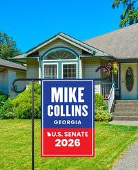 Mike Collins For Georgia Senate 2026 Garden Flag, Double Sided, 2026 Senate Flag, Elections Flag, Anti-Trump, Race Red White & Blue Flag