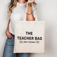 Personalized Teacher Tote Bag, Custom Name Teacher Bag, Teacher Appreciation Gift, Back to School Gift, Minimalist Teacher Tote Bag