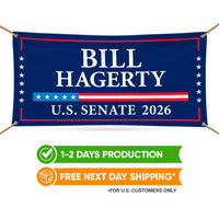 Bill Hagerty For Tennessee U.S. Senate Banner Sign, 13 oz Waterproof US Senate Election 2026, Republican Vinyl Banner With Metal Grommets