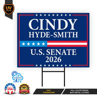 Cindy Hyde-Smith For Mississippi Senate 2026 Yard Sign, Corrugated Senate Elections, Race Red White & Blue Yard Sign with Metal H-Stake