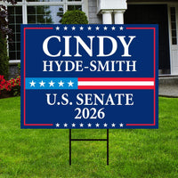 Cindy Hyde-Smith For Mississippi Senate 2026 Yard Sign, Corrugated Senate Elections, Race Red White & Blue Yard Sign with Metal H-Stake