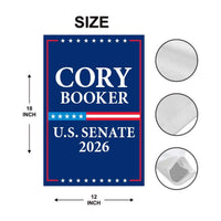 Cory Booker For New Jersey Senate 2026 Garden Flag, Double Sided, 2026 Senate Flag, Elections Flag, Anti-Trump, Race Red White & Blue Flag
