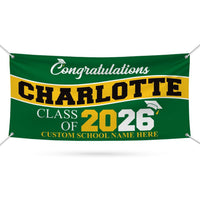 Graduation Banner, Custom Name School Vinyl Banner, Class of 2026, Graduation 2026, Congrats Grad Banner for High School College