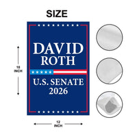 David Roth For Idaho Senate 2026 Garden Flag, Double Sided, 2026 Senate Flag, Elections Flag, Anti-Trump Sign, Race Red White & Blue Flag