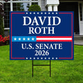 David Roth For Idaho Senate 2026 Yard Sign, Corrugated Plastic Senate Elections, Race Red White & Blue Yard Sign with Metal H-Stake