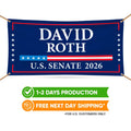 David Roth For Idaho U.S. Senate Banner Sign, 13 oz Waterproof US Senate Election 2026, Democratic Party Vinyl Banner With Metal Grommets