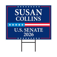 Susan Collins For Maine Senate 2026 Yard Sign, Corrugated Plastic Senate Elections, Race Red White & Blue Yard Sign with Metal H-Stake