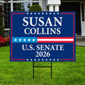 Susan Collins For Maine Senate 2026 Yard Sign, Corrugated Plastic Senate Elections, Race Red White & Blue Yard Sign with Metal H-Stake