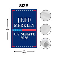 Jeff Merkley For Oregon Senate 2026 Garden Flag, Double Sided, 2026 Senate Flag, Elections Flag, Anti-Trump Sign, Race Red White & Blue Flag