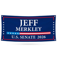 Jeff Merkley For Oregon U.S. Senate Banner Sign, 13 oz Waterproof US Senate Election 2026, Democratic Party Vinyl Banner With Metal Grommets
