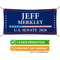 Jeff Merkley For Oregon U.S. Senate Banner Sign, 13 oz Waterproof US Senate Election 2026, Democratic Party Vinyl Banner With Metal Grommets