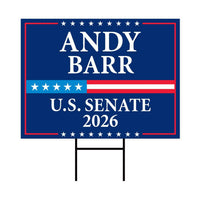 Andy Barr For Kentucky Senate 2026 Yard Sign, Corrugated Plastic Senate Elections, Race Red White & Blue Yard Sign with Metal H-Stake