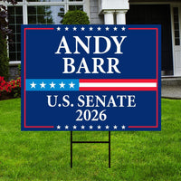 Andy Barr For Kentucky Senate 2026 Yard Sign, Corrugated Plastic Senate Elections, Race Red White & Blue Yard Sign with Metal H-Stake