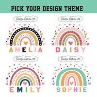 Personalized Rainbow Name Tote Bag with Zipper, Custom Teacher School Canvas Bag, Teacher Student Gift, Library Book Bag Gift