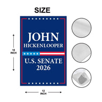 John Hickenlooper For Colorado Senate 2026 Garden Flag, Double Sided, 2026 Senate Flag, Elections Flag, Race Red White & Blue Flag