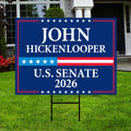 John Hickenlooper For Colorado Senate 2026 Yard Sign, Corrugated Plastic Senate Elections, Race Red White & Blue Yard Sign with Metal HStake