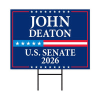 John Deaton For Massachusetts Senate 2026 Yard Sign, Corrugated Plastic Senate Elections, Race Red White & Blue Yard Sign with Metal H-Stake