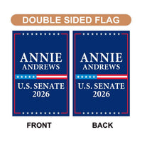 Annie Andrews For South Carolina Senate 2026 Garden Flag, Double Sided, 2026 Senate Flag, Elections Flag, Race Red White & Blue Flag