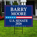 Barry Moore For Alabama Senate 2026 Yard Sign, Corrugated Plastic Senate Elections, Race Red White & Blue Yard Sign with Metal H-Stake