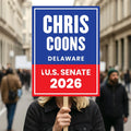 Chris Coons For Delaware Senate 2026 Election Sign, Anti-Trump, Political Campaign Sign, Senate Election 2026 Race Poster Sign